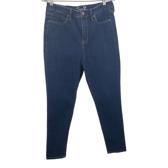 Seven7 Jeans Womens Size 12 Blue Dark Wash High Rise Skinny Stretch Five Pocket - Picture 1 of 8